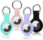 4 Pack Airtag Holder, Ultra Light Silicone Case for Airtags, Protective Cover Compatible with Airtag GPS Item Finders with Anti-Lost Keychain for Bags, Keys, Dog Cat Collar, Luggage (4 Colors)